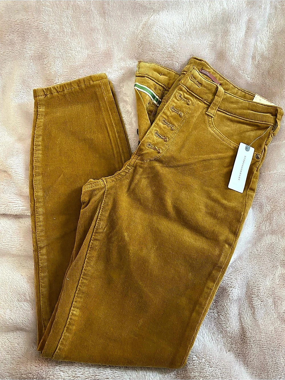 Anthropologie pilcro High Skinny Corduroy Straight Leg Pants Brown Waist 28 NWT - Picture 5 of 5
